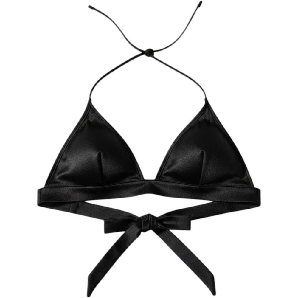 CLEARANCE-Victorias‎ Secret Black Triangle Bikini Top Halter Front Bow Size M